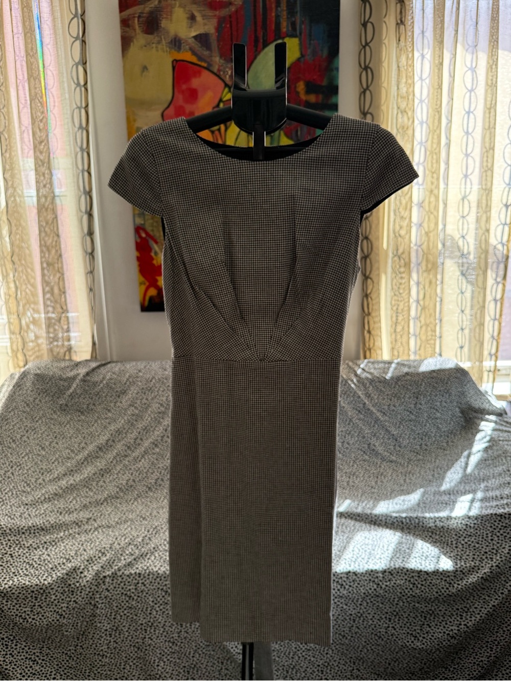 J. Crew Black and White Wool Blend Dress with Front Tie US Size 12